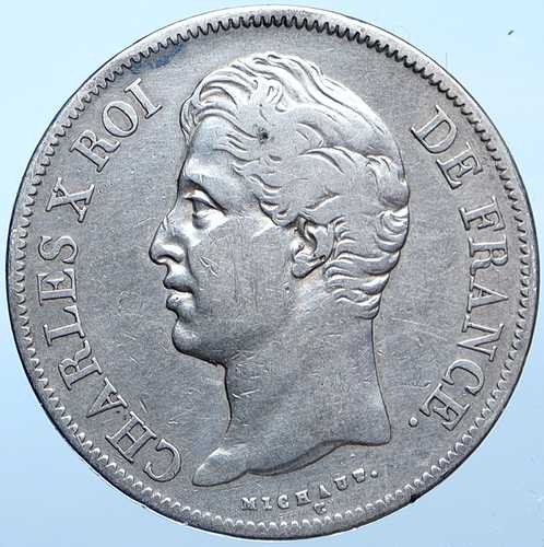 1830年 フランス シャルル10世 旧式 銀貨 5フラン フランス硬貨 i114894｜世界の紙幣・金・銀・銅 ラフテル