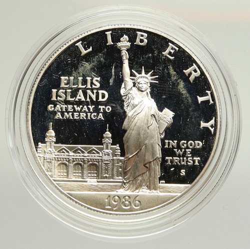 1986年 アメリカ合衆国 エリス島 自由の女神 ニューヨーク プルーフ銀貨 i94818｜世界の紙幣・金・銀・銅 ラフテル