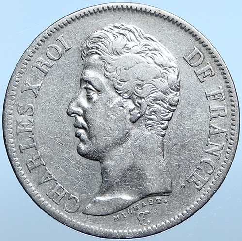 1826年 M フランス チャールズ10世 アンティーク ヴィンテージ 銀貨 フランス 5フラン i114962｜世界の紙幣・金・銀・銅 ラフテル