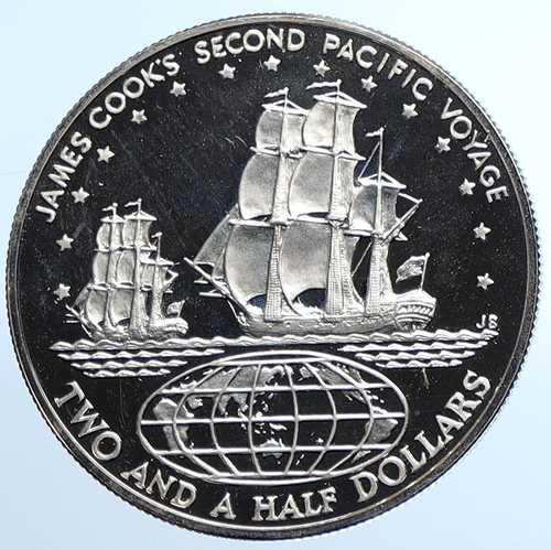 1974年 クック諸島 エリザベス2世 ジェームズ・クック プルーフ銀貨 2 1/2ドル i109812｜世界の紙幣・金・銀・銅 ラフテル 109,450円