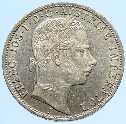 1862年 オーストリア フランツ・ヨーゼフ1世 鷲 アンティーク 銀貨 フローリン i97290｜世界の紙幣・金・銀・銅 ラフテル