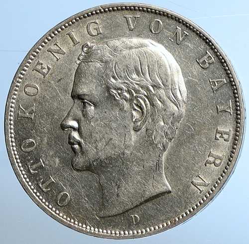 1909年 D ドイツ ドイツ諸邦 バイエルン オットー王 銀貨 3マルク イーグル i110830｜世界の紙幣・金・銀・銅 ラフテル