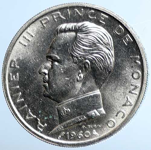 1960年 モナコ レーニエ3世 王冠 アンティーク 本物 銀貨 5フラン i110912|世界の紙幣・金・銀・銅 ラフテル