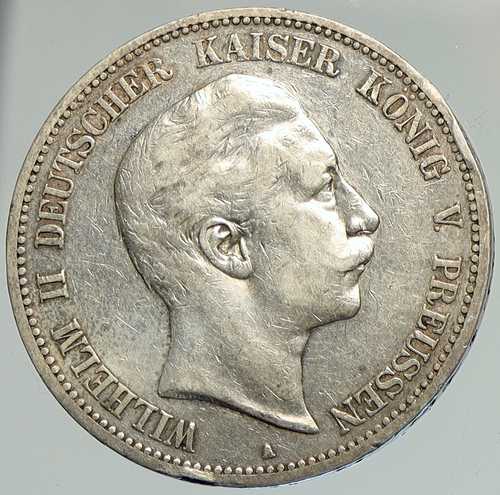 1902年 ドイツ ドイツ諸邦 プロイセン ヴィルヘルム2世 旧銀貨 5マルク i112055｜世界の紙幣・金・銀・銅 ラフテル