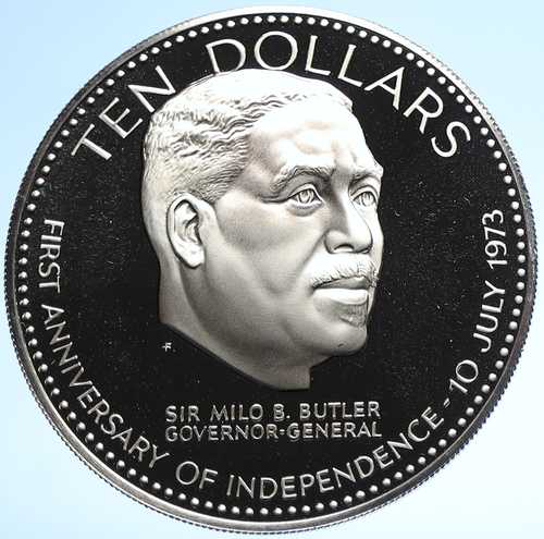 1974年 バハマ独立記念 ミロ・バトラー ヴィンテージ オールド プルーフ シルバー 10ドル硬貨 i104777｜世界の紙幣・金・銀・銅 ラフテル