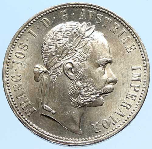1878年 オーストリア国王フランツ・ヨーゼフ1世 ヴィンテージ アンティーク 古い銀貨 フローリン i97296｜世界の紙幣・金・銀・銅 ラフテル