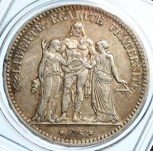 1875年 フランス ヘラクレスグループ アンティーク ヴィンテージ 銀貨 5フラン フランス硬貨 i99694|世界の紙幣・金・銀・銅 ラフテル