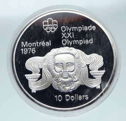 1974年 カナダ エリザベス2世女王 モントリオールオリンピック ゼウス 旧銀貨 10ドル i86437｜世界の紙幣・金・銀・銅 ラフテル