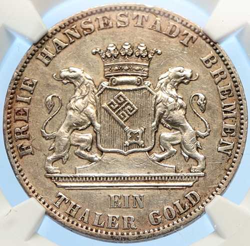 1865年 B ドイツ諸邦 ブレーメン 射撃祭 旧銀貨 ターラー NGC i98420｜世界の紙幣・金・銀・銅 ラフテル