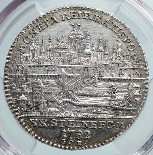 1782年 ドイツ レーゲンスブルク自由都市 ヨーゼフ2世 銀貨 1/2ターラー PCGS i89605｜世界の紙幣・金・銀・銅 ラフテル