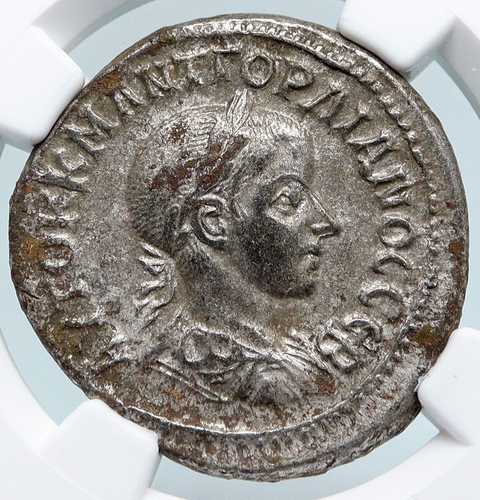 ゴルディアヌス3世 本物 古代ローマ銀貨 238年 鷲と月桂冠 NGC i89476｜世界の紙幣・金・銀・銅 ラフテル