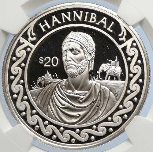 1997年 リベリア カルタゴのハンニバル 古代プルーフ銀貨 20ドル NGC i105807|世界の紙幣・金・銀・銅 ラフテル