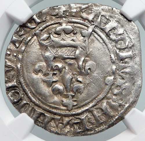 1380年 フランス シャルル6世 アンティーク銀貨 中世の古銭 NGC i90705|世界の紙幣・金・銀・銅 ラフテル
