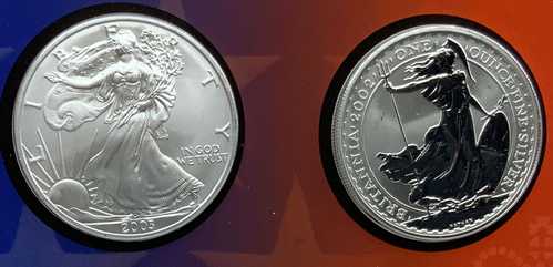2003年 アメリカ合衆国 US ウォーキングリバティ イギリス ブリタニア 銀貨2枚セット i114741｜世界の紙幣・金・銀・銅 ラフテル 162,000円