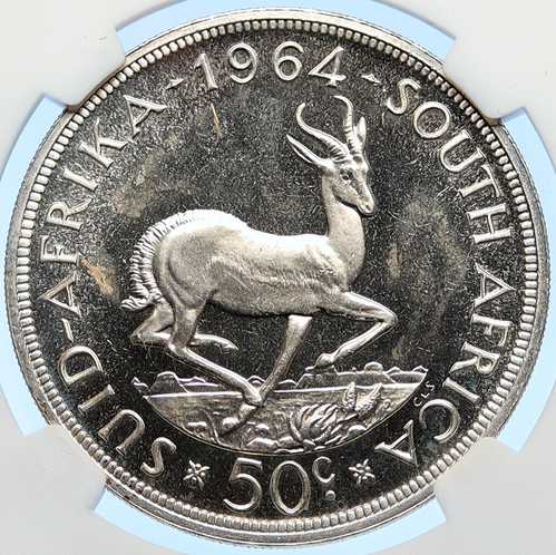 1964年 南アフリカ共和国 創設者 ヤン・ファン・リーベック 鹿 旧銀貨 50カラット NGC i106242|世界の紙幣・金・銀・銅 ラフテル