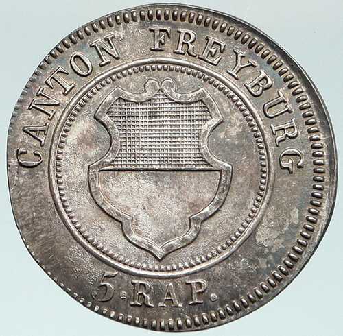 1831年 スイス フリブール十字盾 アンティーク 銀貨 5ラッペン i87551｜世界の紙幣・金・銀・銅 ラフテル
