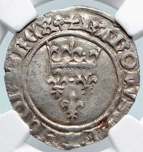 1380年 フランス シャルル6世 アンティーク銀貨 中世の古い銀貨 NGC i89736|世界の紙幣・金・銀・銅 ラフテル