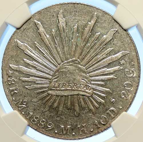 1889年 メキシコ 大型銀貨 8レアル アンティーク メキシココイン イーグル NGC i106587｜世界の紙幣・金・銀・銅 ラフテル