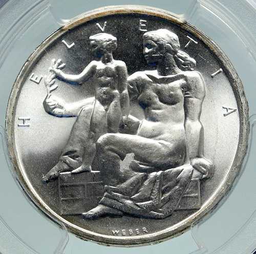 1948年 スイス憲法 女性 子供 銀貨 5フラン スイス硬貨 PCGS i86648｜世界の紙幣・金・銀・銅 ラフテル