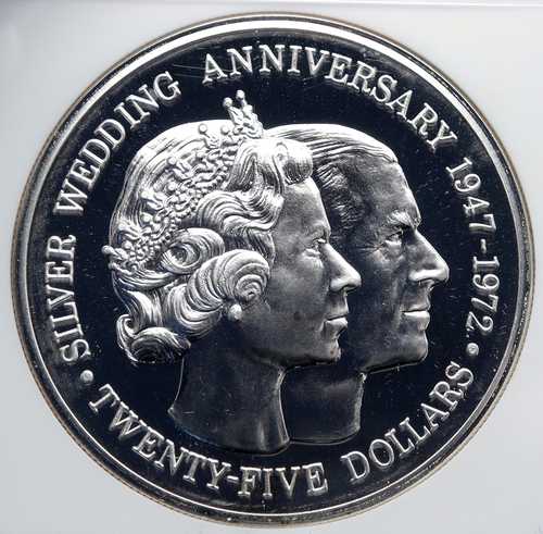 1972年 ケイマン諸島 イギリス エリザベス2世女王 ヴィンテージ シルバーウェディング 25ドル硬貨 i89251｜世界の紙幣・金・銀・銅 ラフテル