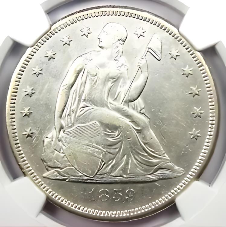 楽天市場】1847 年着席リバティ銀貨 1 ドル硬貨。認定 NGC AU 詳細