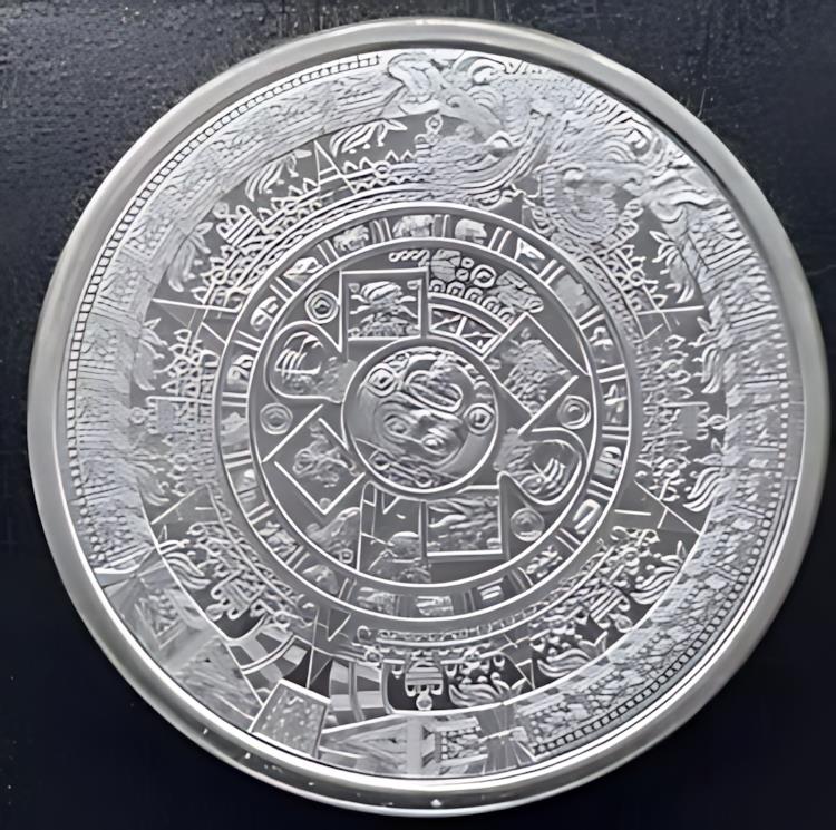 アステカカレンダー銀貨　1枚 ○メキシコ アステカ・カレンダー ラウンド銀貨 シルバー 純銀1