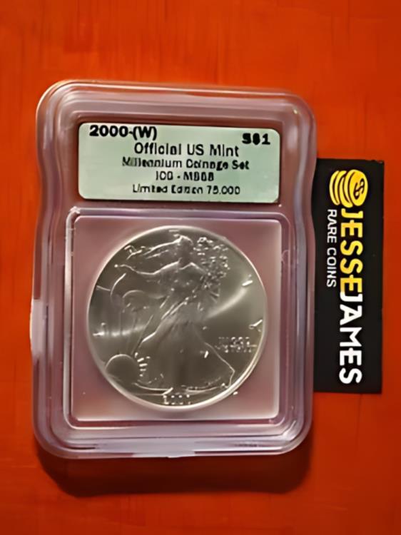 楽天市場】2000 (W) $1 アメリカン シルバー イーグル ICG MS68