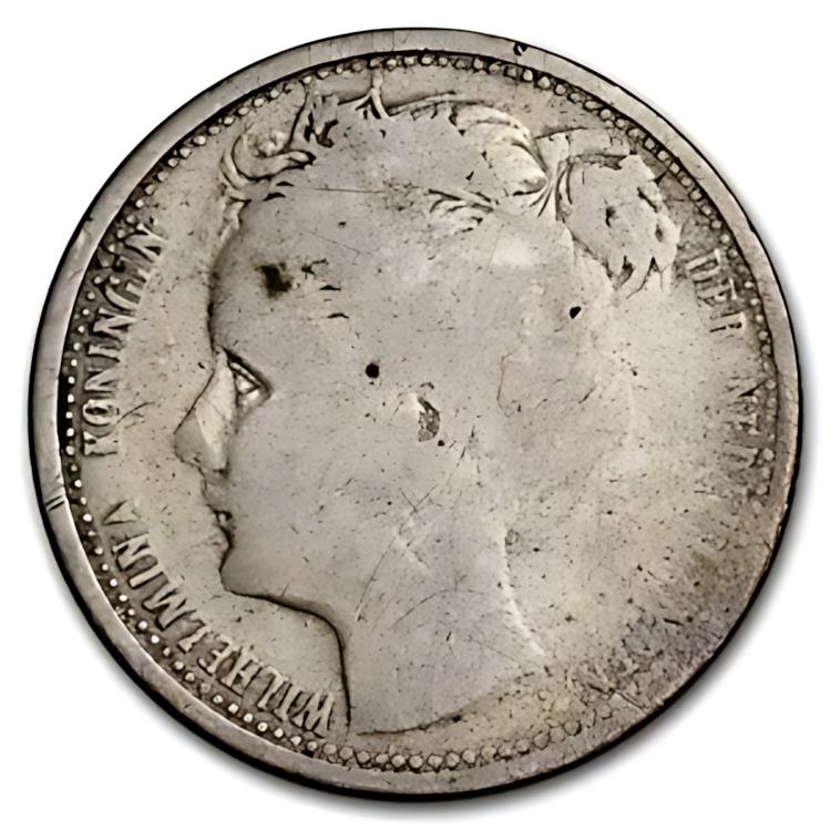 1897年 ウィルヘルミナ女王 銀貨 1ギルダー銀貨 1897年オランダ ウィルヘルミナ女王1ギルダー銀貨 コレクション