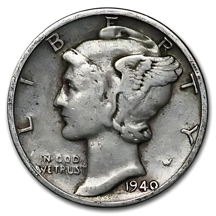 未流通 1941年-S サンフランシスコ造幣局 シルバー マーキュリーダイム銀貨 マーキュリー ダイムズ: クラシック ウィングド リバティ