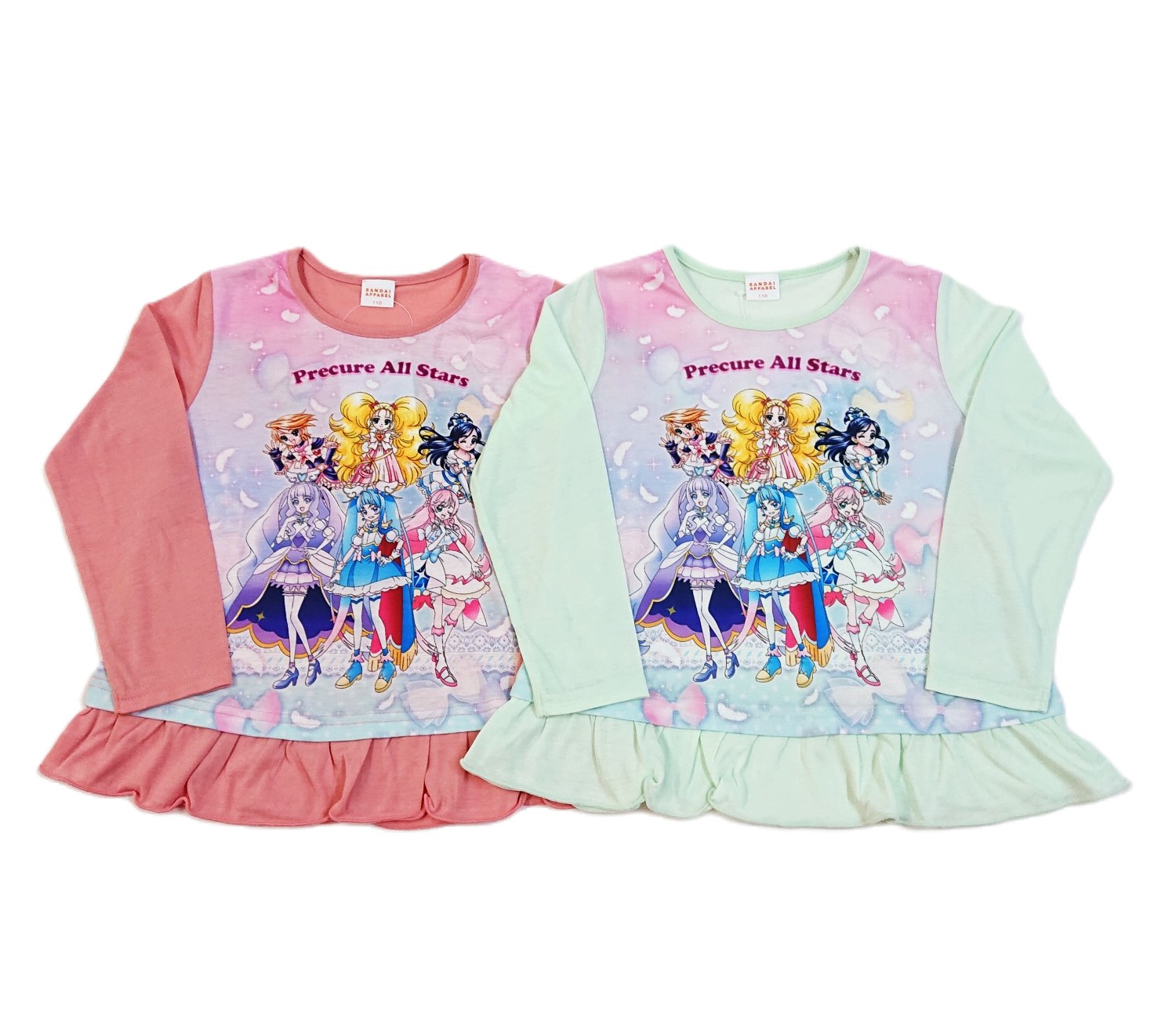 【値下げしました】　プリキュア　オールスターズ　長袖　Tシャツ　ピンク　ミント　キッズ　女の子　子供　ひろがるスカイプリキュア　ふたりはプリキュア　キュアブラック　キュアホワイト　シャイニールミナス　100cm　110cm　120cm　130cm画像