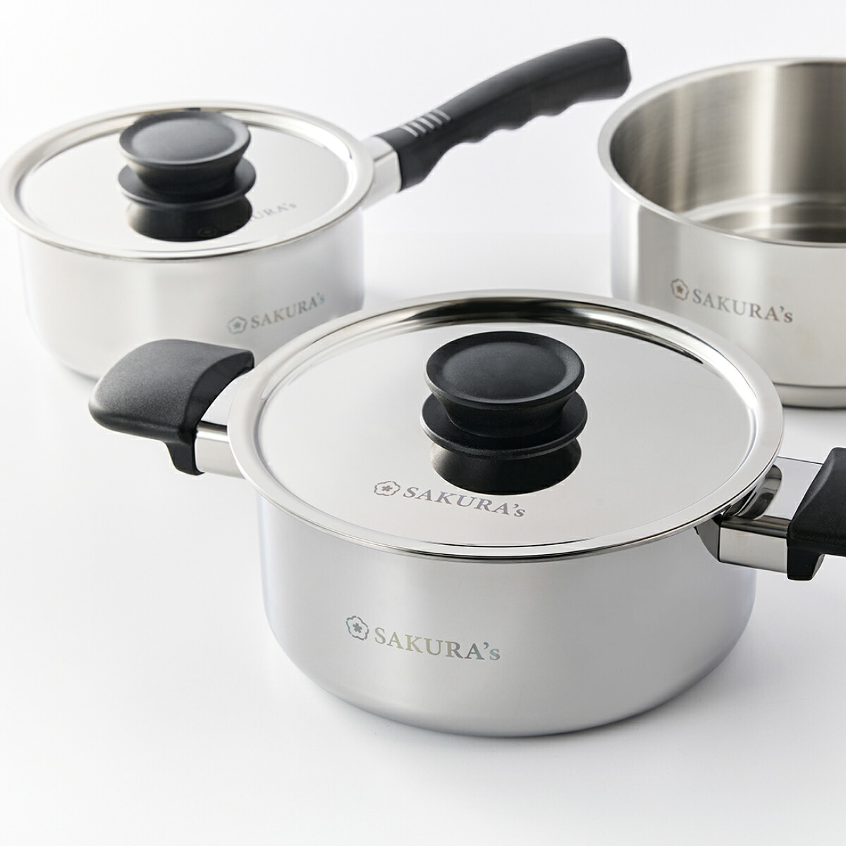 【選べる大きさと蒸し器】SAKURA\u0027s 全能鍋 片手なべ(16糎) / 両手なべ(20糎・22糎) / スチーマーセット（屁っ放り・IH相応う）蓋付き添い人 ステンレス鋼