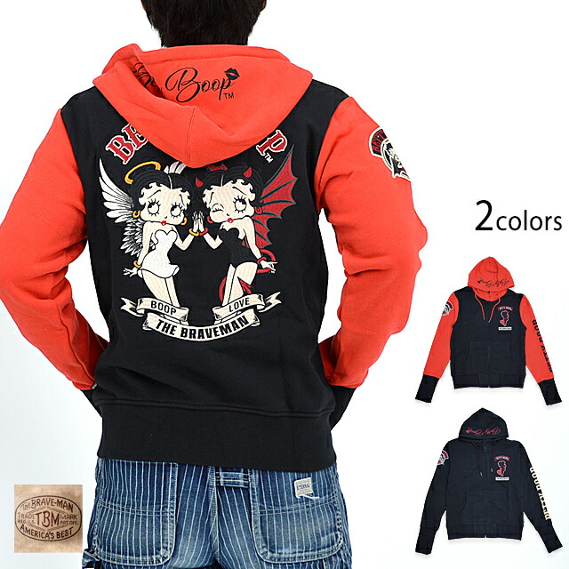 BR×BETTY共同研究 裏毛フルジップパーカー The BRAVE-MAN BBB-2352 ブレイブマン ベティーお父ちゃん 刺しゅう 流汗[new] パーカー-トップス-メンズファッション
