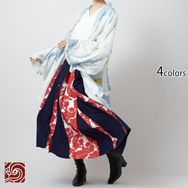 楽天市場】今昔 こんじゃく 和柄 レディース スカート 狐 水引の花 参