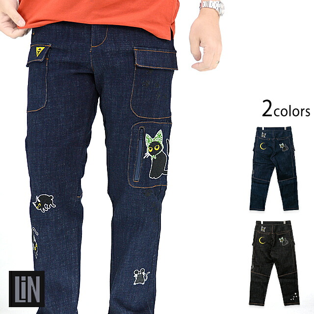 楽天市場】ラミ＆アール「ラミVS黒豹」総刺繍デニムパンツ LIN AL