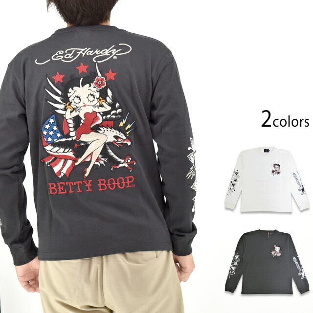 Ed Hardy×BETTY 天竺ロングプルオーバー 櫻表現スタイル選りぬき BED-2508 エドハーディー ベティーお父ちゃん 刺しゅう[new]