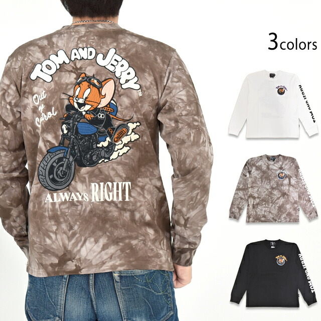 TOM＆JERRY×ネバーマインド 天竺ロングTシャツ NEVER MIND TJN-2602 トムとジェリー 刺繍 長袖Tシャツ[new]