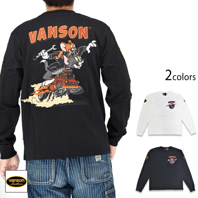 TOM＆JERRY共同研究 天竺ロングプルオーバー vanson TJV-2531 バンソン ヴァンソン トムとゼラチン 刺\u0026#32353;[new]
