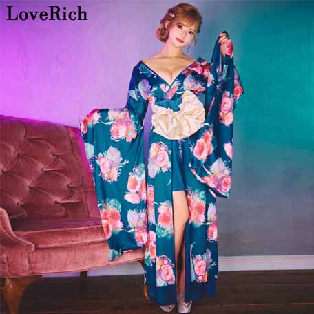 LoveRich 着物　和柄 衣装 ダンス よさこい 花魁 コスプレ キャバドレス　大人気　ロングドレス　ゴージャス　ステージ衣装　コスチューム