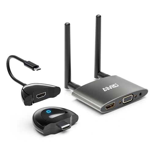 無線電話 HDMI 送受信機 [AIMIBO新型USB-C最終生産物加えること] HDMI\u0026VGAデュアル変速機 1080P/据え付ける不必要/5G/50M 無線電話繋ぎ合わせる 技適見澄ます手に入れる 音画同期調整 最大限度8台増設 養護ホーム芝居小屋/事務室用 テレビ受像機/活動写真/力くらべ/ライブの注意集中用