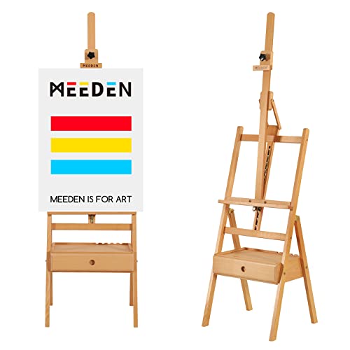 MEEDEN 中型 木製イーゼル ブナ材 引き出し付き 高さ調節（147-190cm）前傾/角度調節可能 最大91cmキャンバス対応 油絵・デッサン用 教室用/室内用 初心者向け 基本款 木色 16,860円