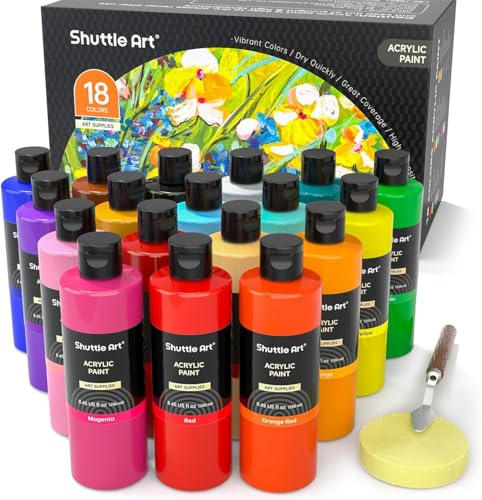 楽天市場】Shuttle Art アクリル絵の具 18色 250ml 大容量 絵の具