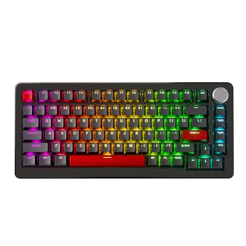 DrunkDeer A75 Pro 磁気スイッチキーボード ラピッドトリガー メカニカル ゲーミングキーボード 調節可能なアクチュエーションホールスイッチ PBT キーキャップ RGB コンパクト TKL 82キー USB有線 ノブ付き｜櫻屋オンライン店