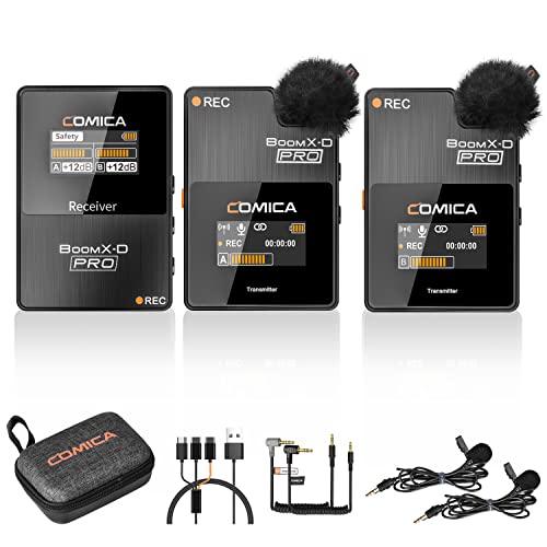 ワイヤレスマイクシステムCOMICA PRO【8Gオンボードレコーディング・200M伝送距離・ノイズキャンセリング】2.4GHz クリップ全指向性 動画撮影 オンライン授業 VLOG iPhone外付けマイクワイヤレス PC/スマホ/カメラ/タブレット/レコーダーなどに対応