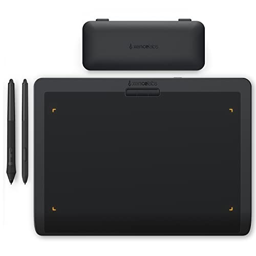 XENCELABS ペンタブレット Medium スタンダード 12インチ 板タブ 2種類のサイズのペン付き 描画面のアスペクト比16:9 8192筆圧レベル ±60°傾きの検知 薄型8mm 描画用板タブレット お絵描きペンタブ PC Mac Linux対応 カーボンブラック