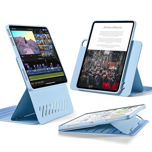 ESR iPad Air 11in 入れもの (M3/M2、2025/2024青写真) iPad Air 第5/4時人 入れもの(2022/2020)専用 取りはらい能力のあるな磁石押しかぶせる付き添い人回転させる式入れもの 縦針路/横向き照明ランプ 9座標軸の角度合わせる能力のある Pencil Pro/USB-C完膚なきまで相応う Shiftつづき物
