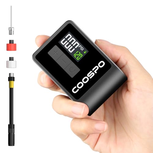 COOSPO AP-B1 自転車 空気入れ 電動 最大120PSI ロードバイク 電動ポンプ 米式 英式 仏式 全バルブ対応 気圧表示 軽量 小型