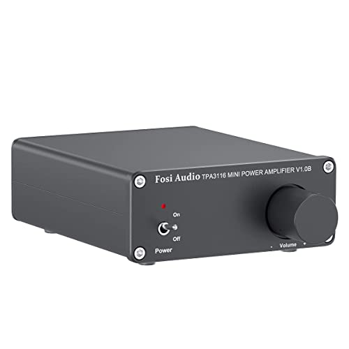 Fosi Audio V1.0 オーディオアンプ2チャンネル ステレオHiFiデジタルアンプ パワーアンプ TPA3116ミニ クラスDアンプ 50 W*2 ホームスピーカー用（電源付き） (黒色)