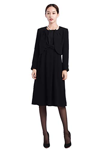 [SYOKYO] レディース ブラックフォーマル 喪服 アンサンブルワンピース 礼服 オールシーズン (7号) 11,930円