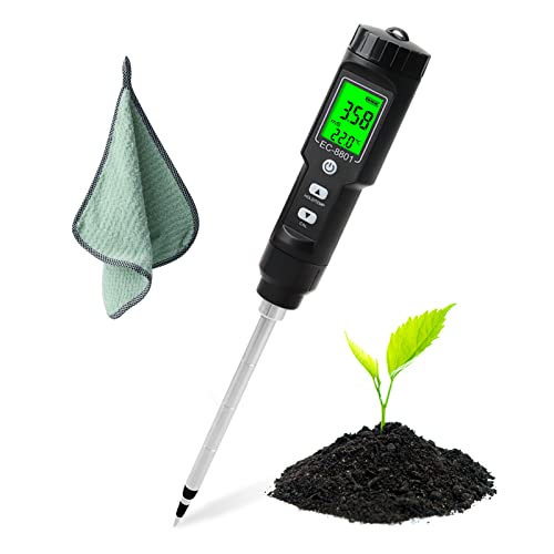 Slyfox 2 in 1 EC/温度 土壌測定器 0.00-10.00ms/cm 土壌メーター ECメーター 導電率検出器 土壌検査 農業、花園、温室植栽、栽培など適用 日本語説明書/バックライト付き
