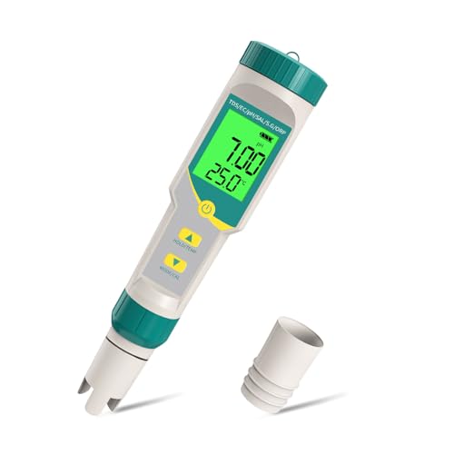 【.co 限定】Slyfox 水質テスター 水質測定器 セット7 in 1 PH/EC/TDS/塩分/S.G/ORP/温度メーター ppm/ppt 測定器 【新型電極】 ORP計 酸化還元電位計 自動温度補償 水質検査、水槽、水耕栽培など適用